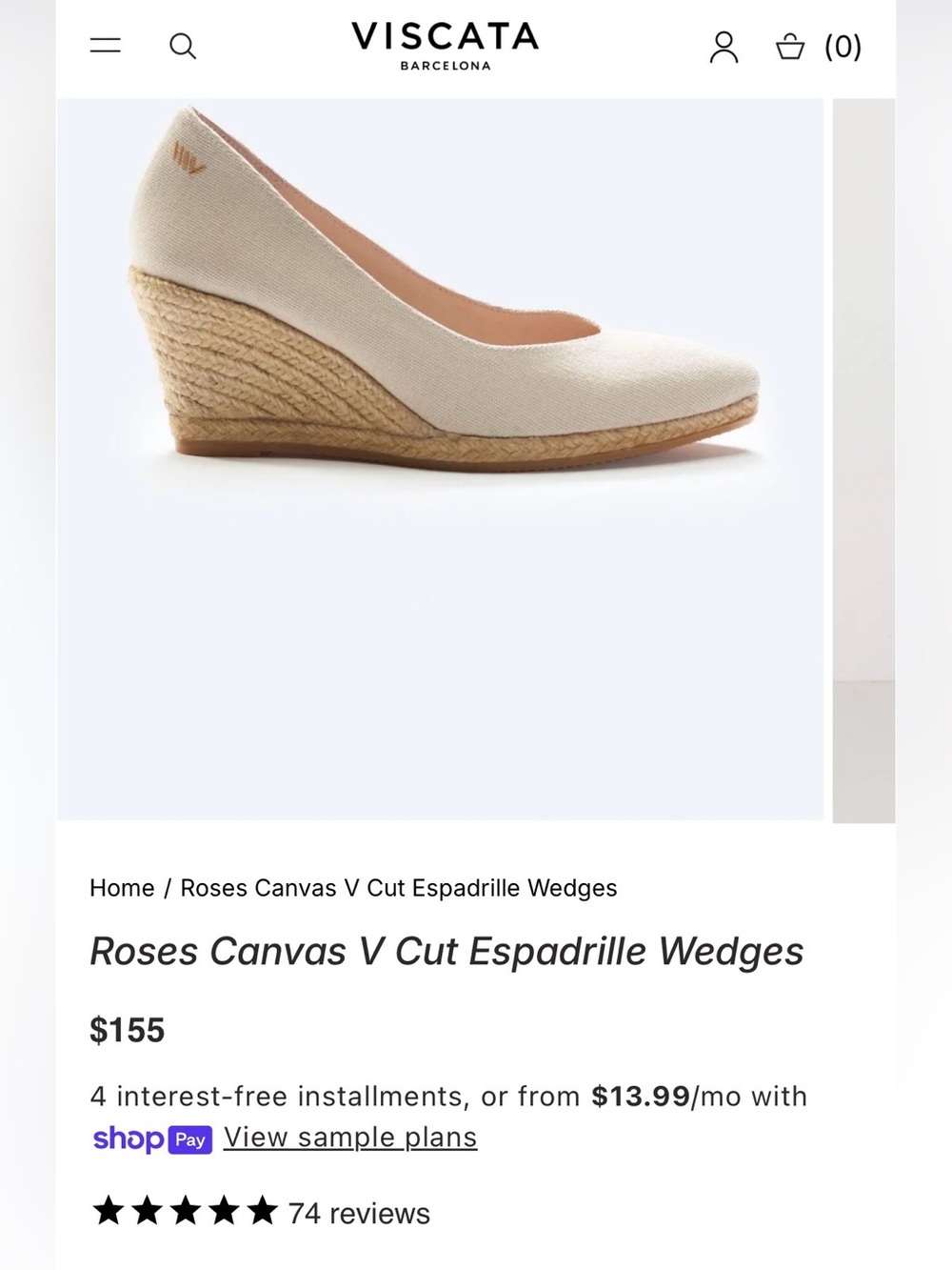 Roses Canvas V-Cut Espadrille Wedges — Cream